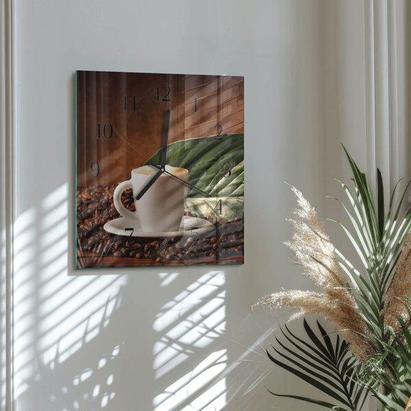 Skleněné hodiny na stěnu Šálek kávy zskc-30x30-00173803