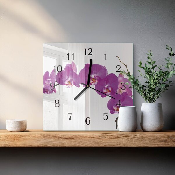 Skleněné hodiny na stěnu Orchidej zskc-30x30-00173821