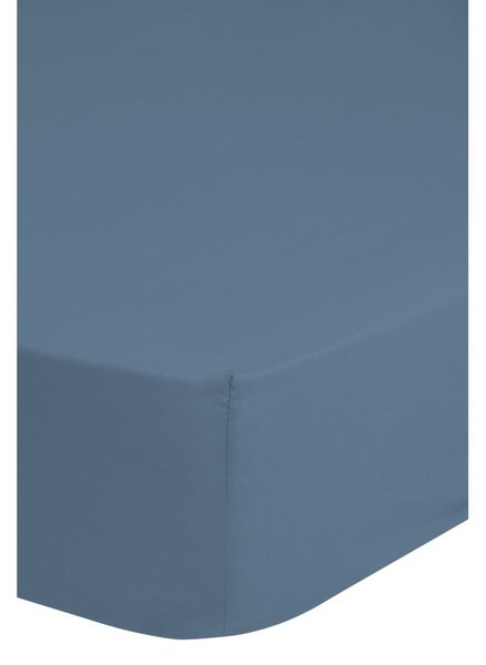 Modré elastické prostěradlo z bavlněného saténu HIP, 140 x 200 cm