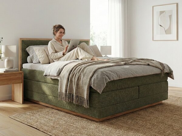 Postel boxspring s úložným prostorem PALMA III dub masiv plocha spaní 180x200