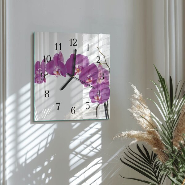 Skleněné hodiny na stěnu Orchidej zskc-30x30-00173821