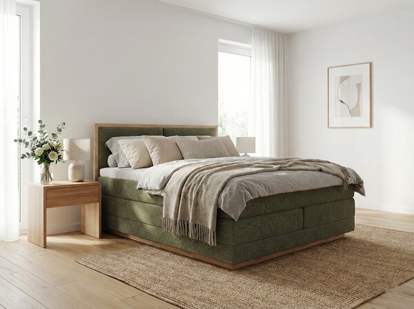 Postel boxspring s úložným prostorem PALMA III dub masiv plocha spaní 180x200
