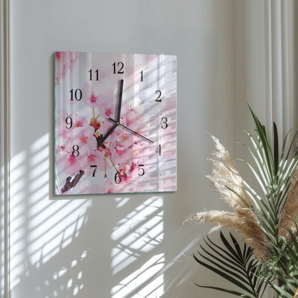 Skleněné hodiny na stěnu Květiny zskc-30x30-00173825