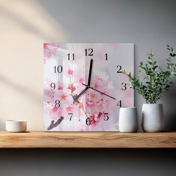 Skleněné hodiny na stěnu Květiny zskc-30x30-00173825
