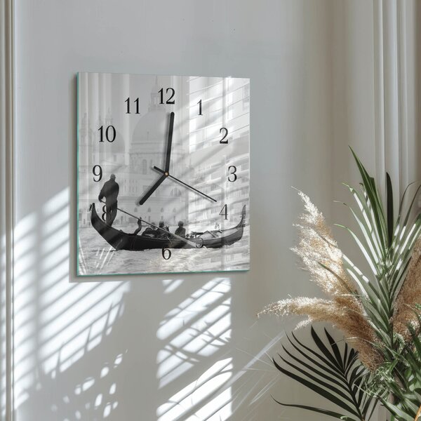 Skleněné hodiny na stěnu Benátská loď zskc-30x30-00173868