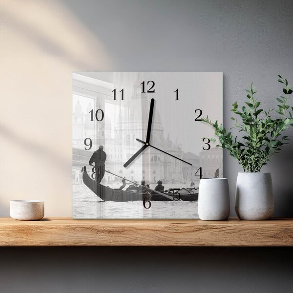 Skleněné hodiny na stěnu Benátská loď zskc-30x30-00173868