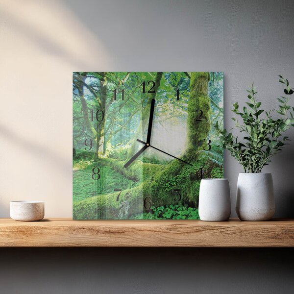 Skleněné hodiny na stěnu Lesní mech zskc-30x30-00173870