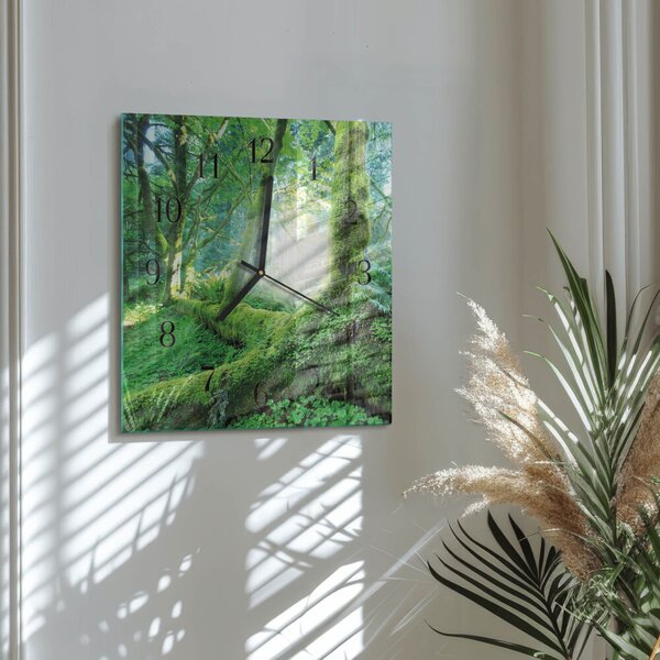 Skleněné hodiny na stěnu Lesní mech zskc-30x30-00173870