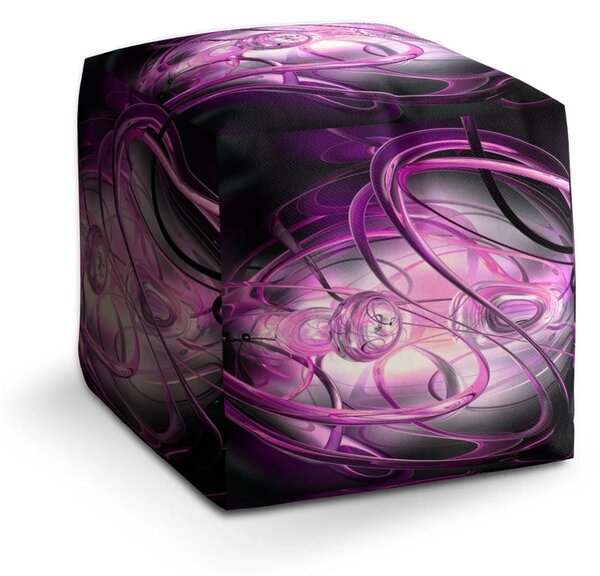 Sablio Taburet Cube Fialová abstrakce - 40x40x40 cm