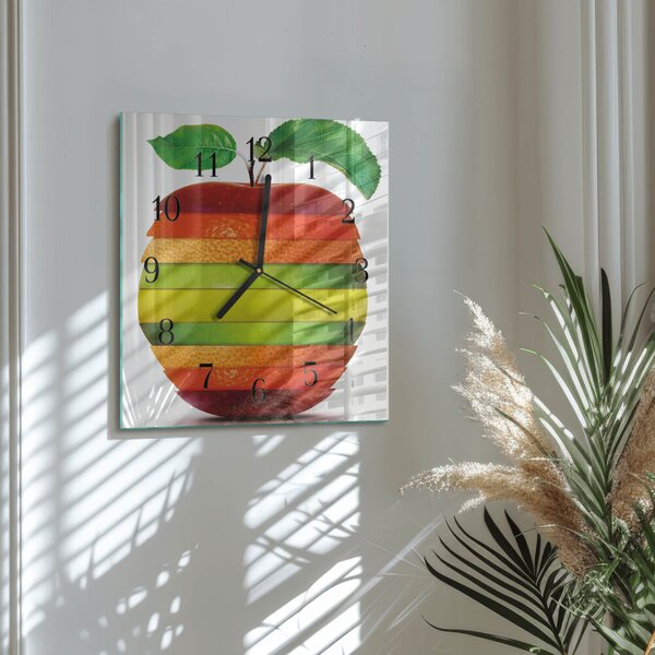 Skleněné hodiny na stěnu Jablko zskc-30x30-00173890