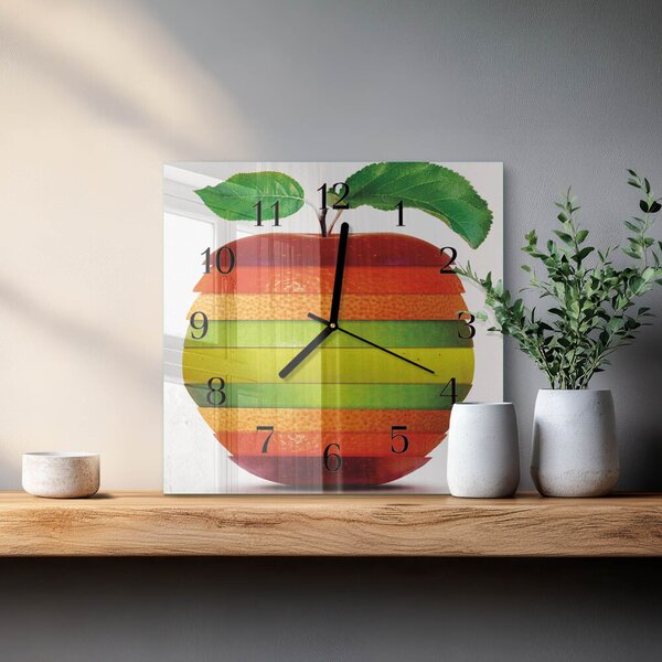 Skleněné hodiny na stěnu Jablko zskc-30x30-00173890