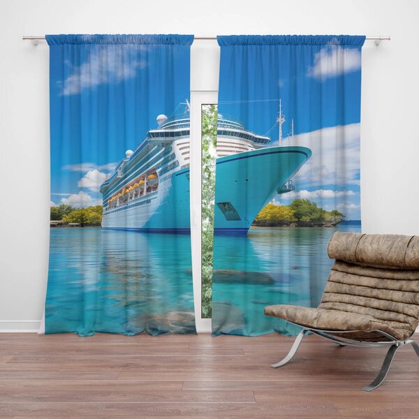Sablio Závěs Luxusní výletní loď v tropickém ráji: 2ks 140x250cm