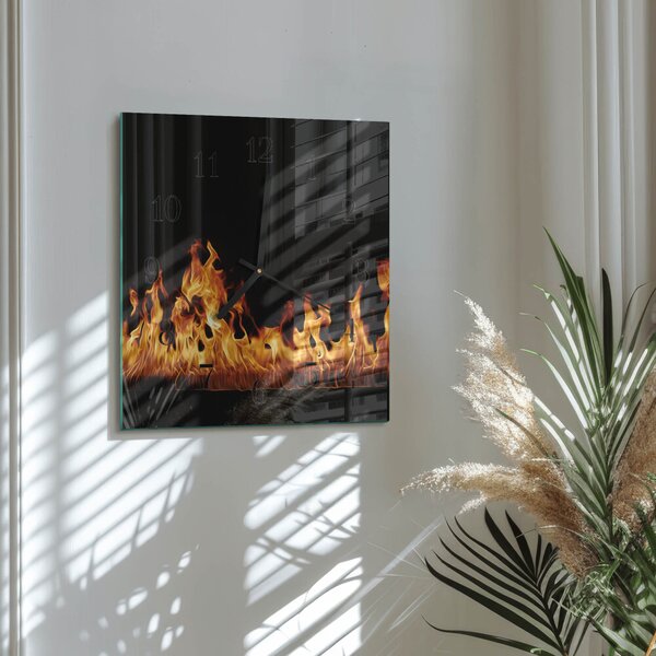 Skleněné hodiny na stěnu Oheň zskc-30x30-00173905