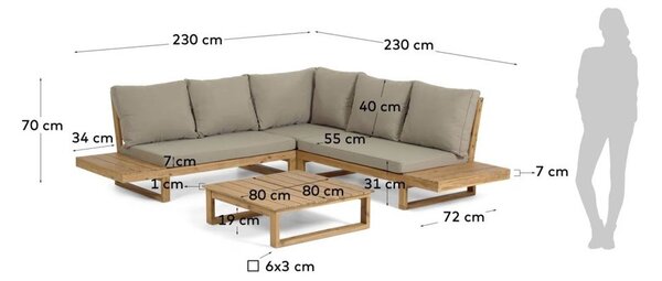 Hnědý zahradní lounge set pro 5 osob Flaviina – Kave Home