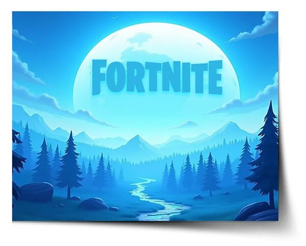 Sablio Plakát FORTNITE Modré údolí s měsícem - 60x40 cm
