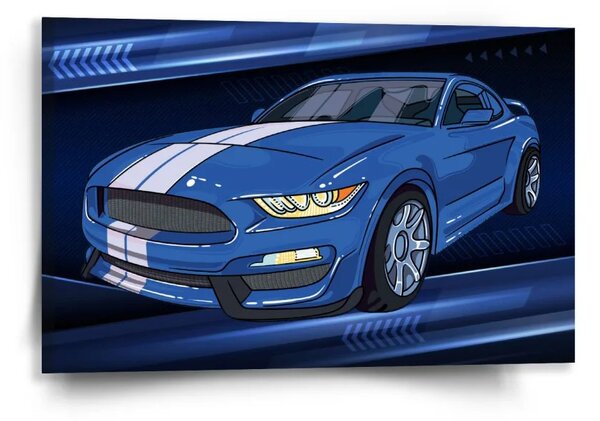 Sablio Obraz Mustang Modré pozadí s pruhy - 60x40 cm
