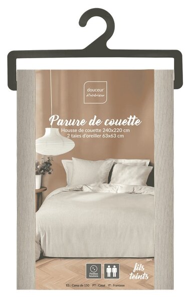 Béžové povlečení na dvoulůžko/prodloužené z mikrovlákna 240x220 cm Azura – douceur d'intérieur