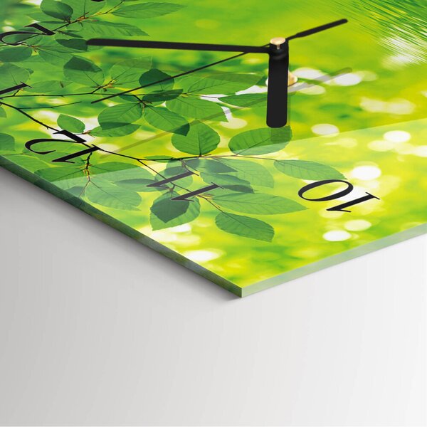 Skleněné hodiny na stěnu Listy zskc-30x30-00173972