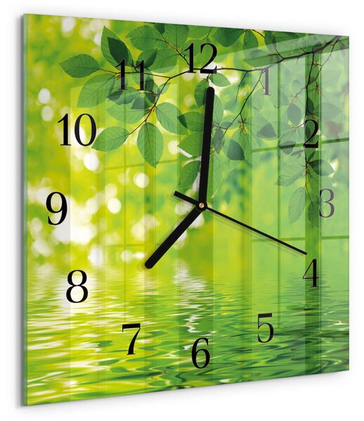 Skleněné hodiny na stěnu Listy zskc-30x30-00173972