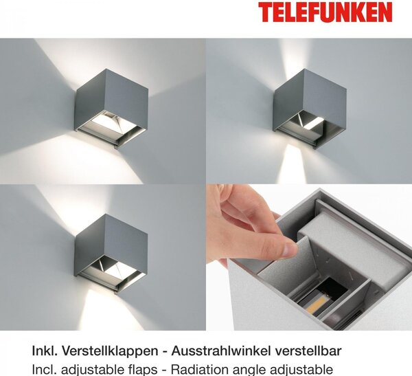 TF 303404TF TELEFUNKEN LED venkovní svítidlo 11 cm 2x7W 600lm stříbrná - BRILONER