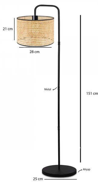 ASIR Stojací lampa AYD-3269 černá a ratanová