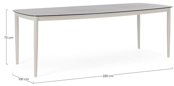 Bizzotto Světle šedý skleněný zahradní stůl Nestor 220 x 100 cm