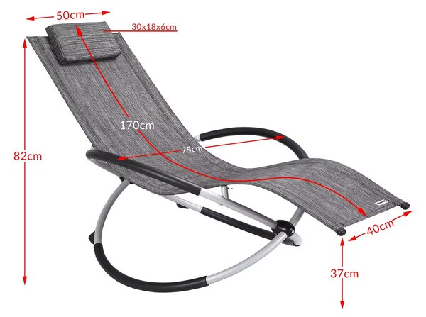 Casaria Relaxační houpací skládací lehátko šedé 108511