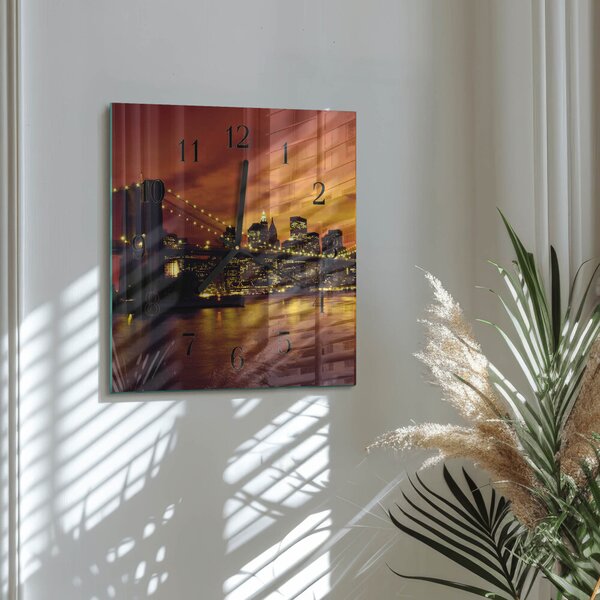 Skleněné hodiny na stěnu Horizontální most zskc-30x30-00174004