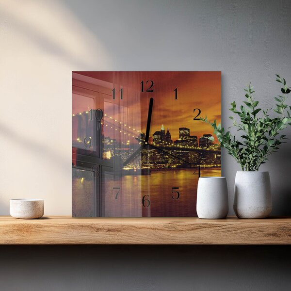Skleněné hodiny na stěnu Horizontální most zskc-30x30-00174004