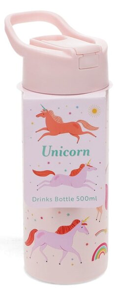 Světle růžová nerezová dětská lahev 500 ml Unicorn – Rex London