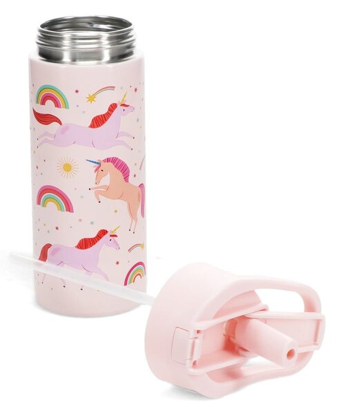 Světle růžová nerezová dětská lahev 500 ml Unicorn – Rex London