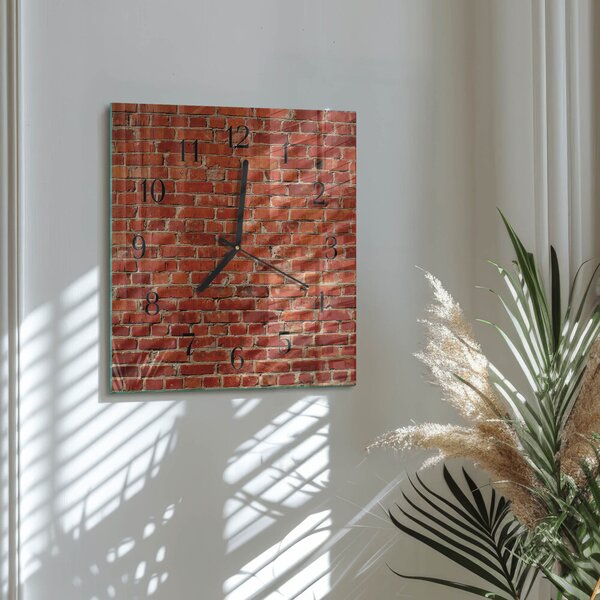 Skleněné hodiny na stěnu Cihlová zeď zskc-30x30-00174011