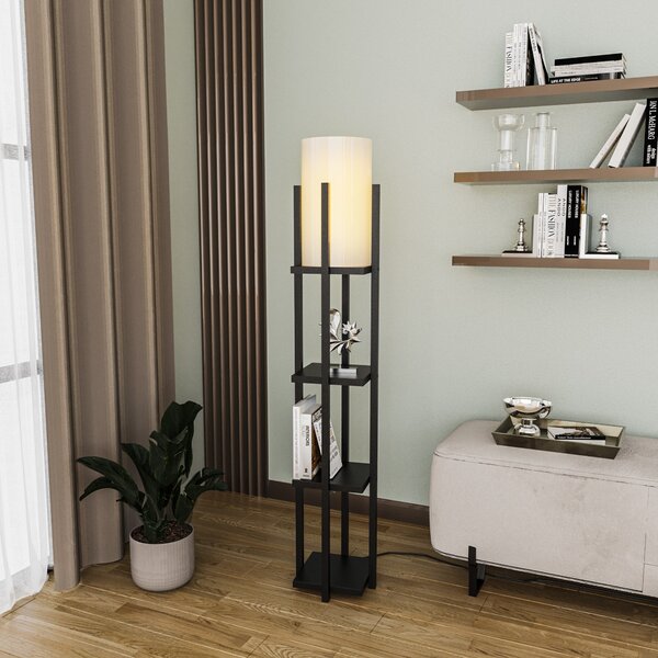 ASIR Stojací lampa SHELF LAMP černá a bílá s poličkami