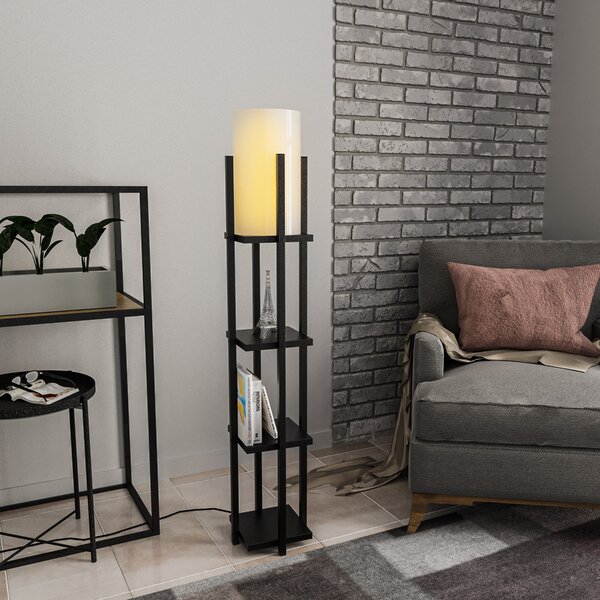 ASIR Stojací lampa SHELF LAMP černá a bílá s poličkami
