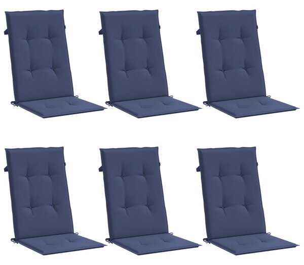 Podušky na židli s vysokým opěradlem 6ks námořnická modř textil