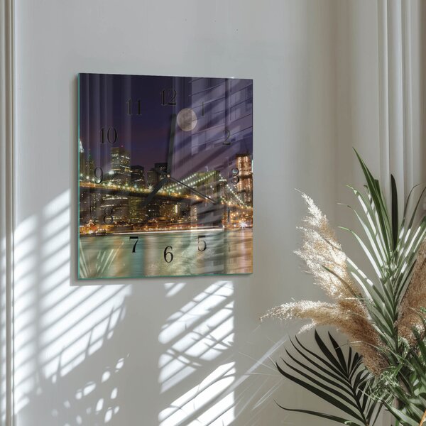 Skleněné hodiny na stěnu Horizontální most zskc-30x30-00174026