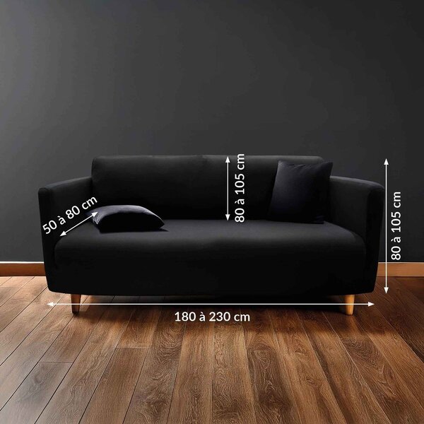 Černý 3místný napínací potah na pohovku Mila – douceur d'intérieur