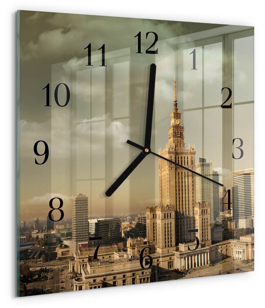 Skleněné hodiny na stěnu Varšava zskc-30x30-00174075