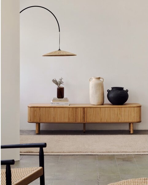 TV stolek v dekoru jasanu v přírodní barvě 200x50x40 cm Mailen – Kave Home