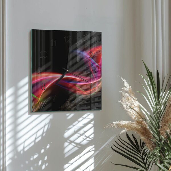 Skleněné hodiny na stěnu Abstraktní čáry zskc-30x30-00174087