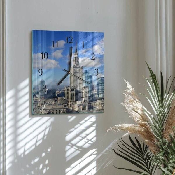 Skleněné hodiny na stěnu Varšava zskc-30x30-00174108