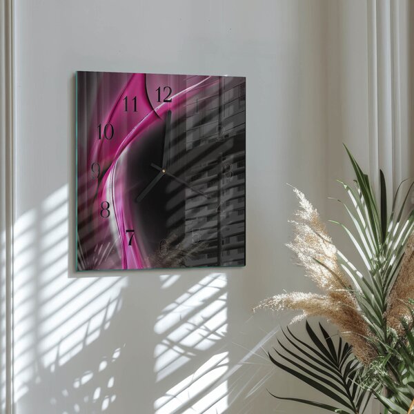 Skleněné hodiny na stěnu Abstraktní čáry zskc-30x30-00174112