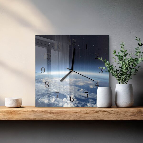 Skleněné hodiny na stěnu Vesmír Země zskc-30x30-00174134