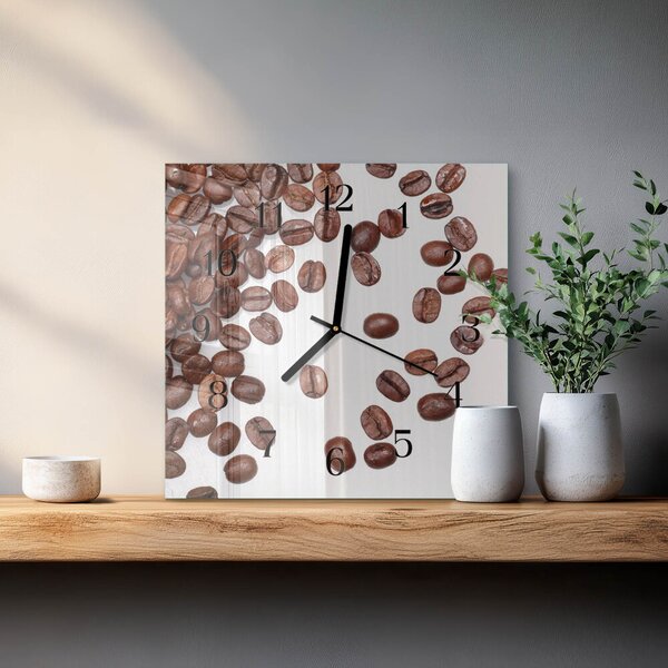 Skleněné hodiny na stěnu Kávová zrna zskc-30x30-00174139