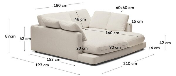 Krémová pohovka 210 cm Gala – Kave Home