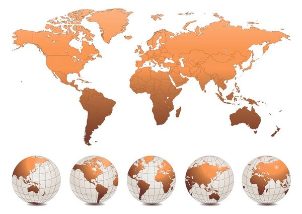 Tapeta globusy s mapou světa