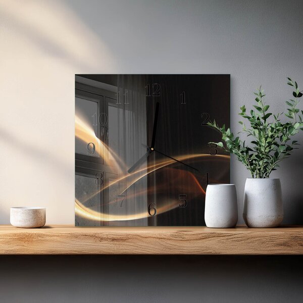Skleněné hodiny na stěnu Abstraktní čáry zskc-30x30-00174150