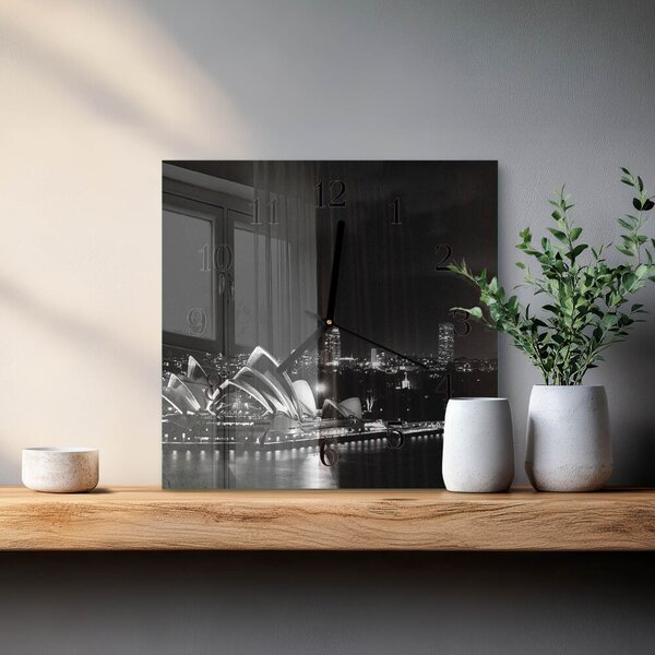 Skleněné hodiny na stěnu Sydney Horizon zskc-30x30-00174191