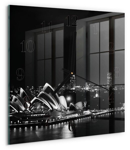 Skleněné hodiny na stěnu Sydney Horizon zskc-30x30-00174191