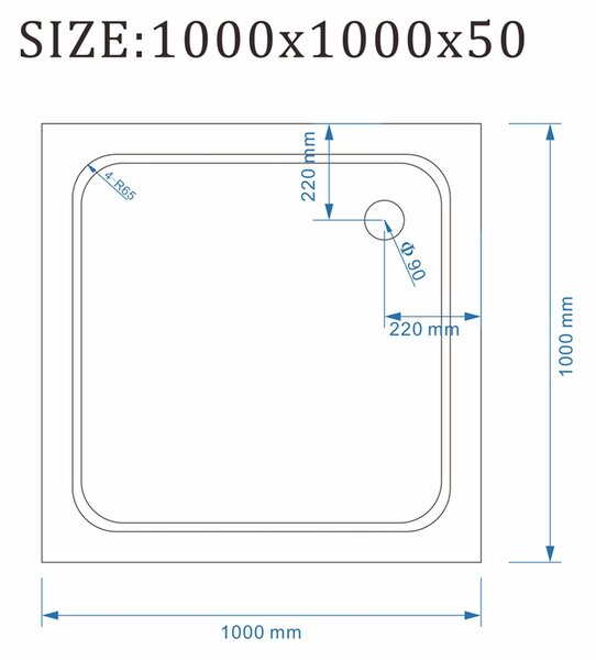 BPS-koupelny Čtvercová akrylátová sprchová vanička ST02D 100x100 bílá